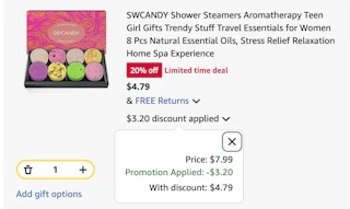 shower steamers Amazon receipt