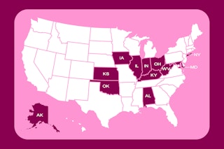 A map of the U.S. with states that have communities that pay you to move there.