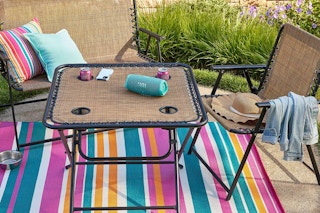 patio furniture set up outside