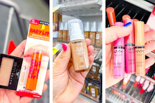 collage image of maybelline, loreal, and nyx makeup