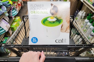 cat water fountain in a cart