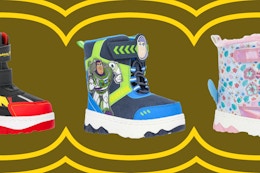 Cars, Toy Story, and Stitch toddler snow boots