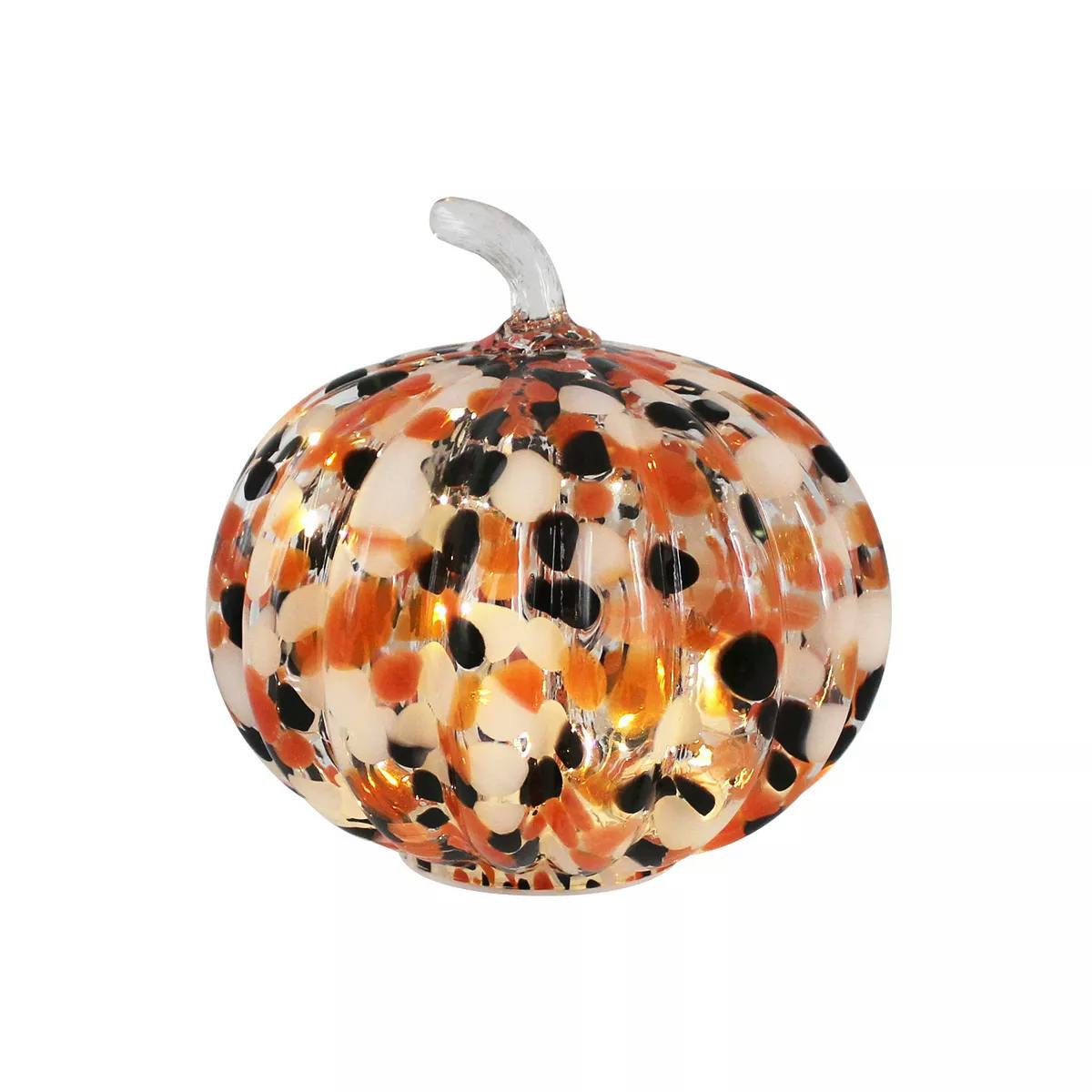 Large Light-Up Glass Pumpkin Decor