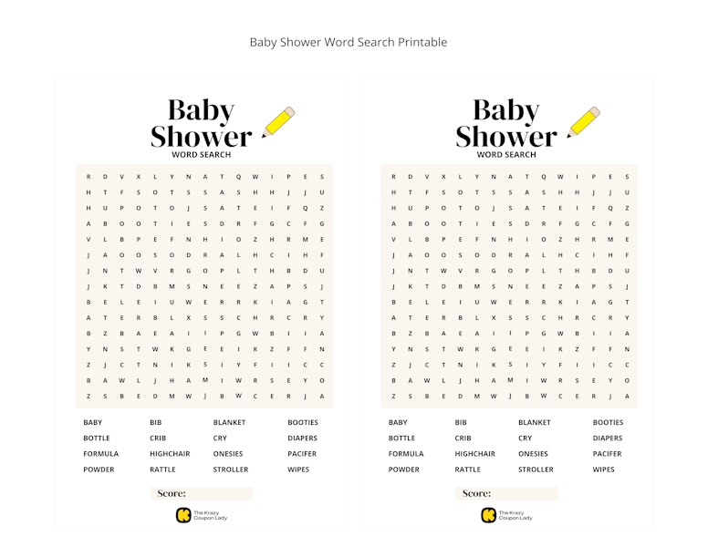Baby Shower Word Search Printable