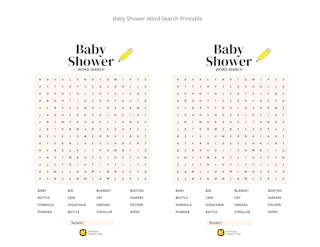 Baby Shower Word Search Printable
