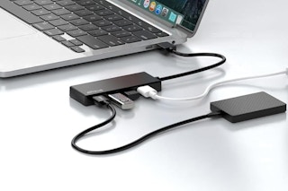 a usb port plugged into a laptop