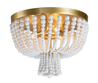 Wood Bead Flush Mount Light