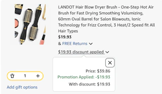hair dryer blow brush Amazon receipt