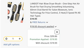 hair dryer blow brush Amazon receipt