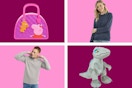 walmart peppa pig, jurassic park, women's shirt, men's shirt on pink and maroon background