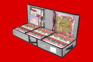 Wrapping Paper Storage Bag on red background