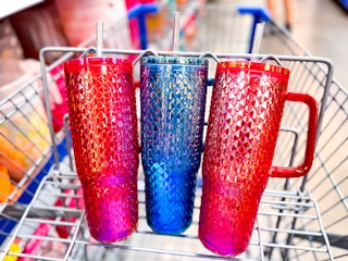 Three Mainstays Textured Tumblers in Walmart shopping cart