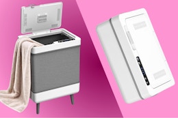 2 stock images of the Kissair foldable towel warmer