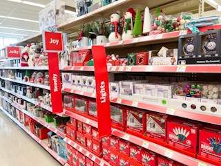 aisle shot of Walgreens Christmas decorations