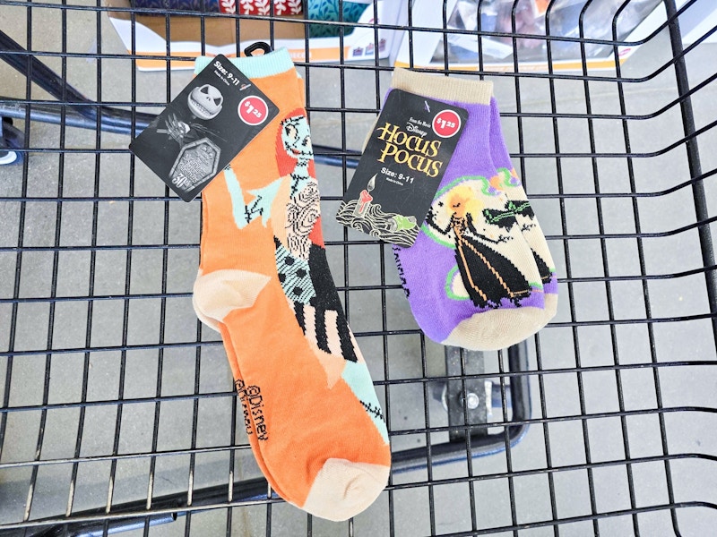 nightmare before christmas and hocus pocus socks in a cart