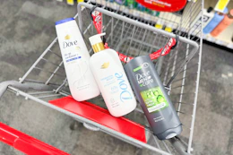 dove body washes in a cvs shopping cart