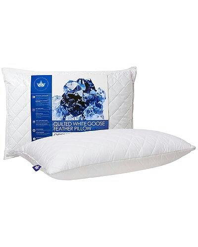 Quilted White Goose Feather Pillow