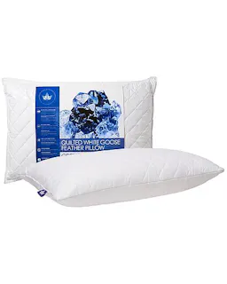 Quilted White Goose Feather Pillow