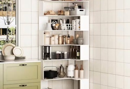 7-Shelf Baker’s Rack Corner Storage, Now $123 at The Home Depot card image