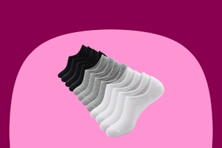 Six pairs of lightweight no show socks cotton blend: 2 white, 2 grey and 2 black
