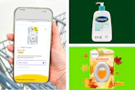 collage with a 1-clip coupon, febreze, and cetaphil