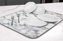 Marble-Look Dish Drying Mat, Just $7.48 on Amazon card image