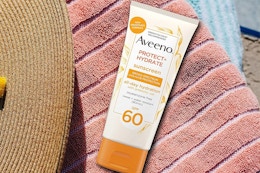 Aveeno SPF 60 Sunscreen Lotion, as Low as $3.11 on Amazon card image