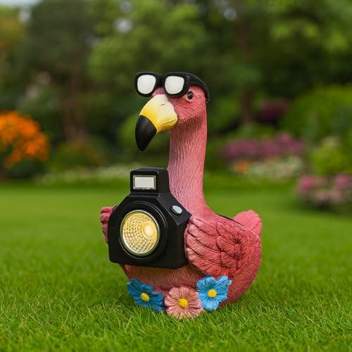 Solar Flamingo Garden Statue