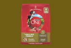 a bag of purina one dog food