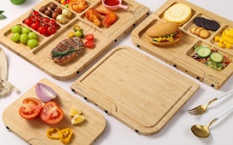 food on bamboo cutting boards