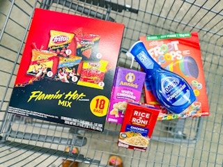 groceries in walmart shopping cart