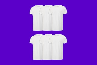 a pack of six fruit of the loom undershirts