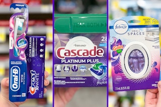 collage with crest and oral b, cascade, and febreze products