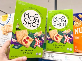 Boxes of Moonshot crackers on a Target shelf