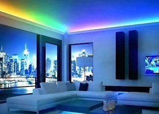 colorful smart LED strips in a room