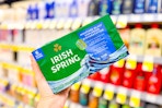 hand holding irish spring bar soap in walgreens