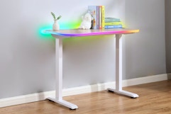 Lifestyle image of the X Rocker RGB Gaming Desk in home setting