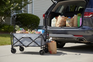 Heavy Duty Large Capacity Folding Wagon Shopping Beach Garden Pull Trolley Collapsible Folding Outdoor Portable Utility Cart