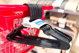 room essentials hangers sitting on a target cart