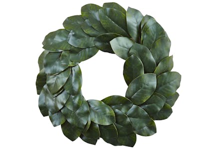 Nearly Natural Magnolia Wreath