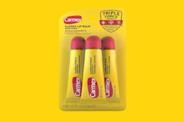 a pack of lip balm on a yellow background 