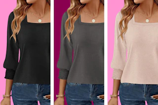 Square neck blouse B0FQMDD3M8
