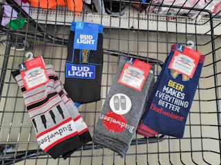 budweiser socks in a cart