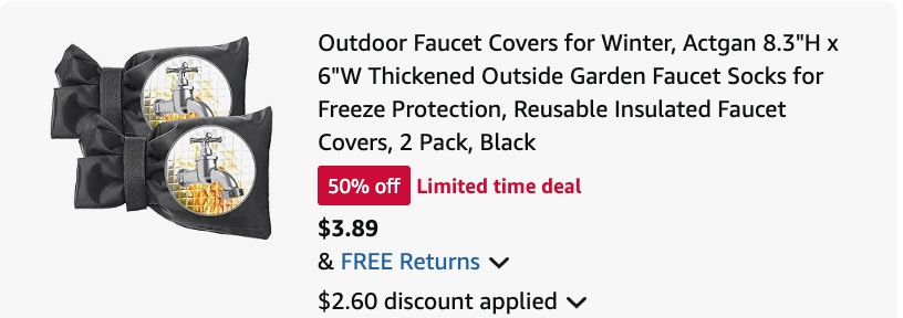 faucet cover Amazon receipt