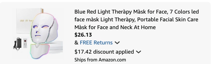 light therapy mask Amazon receipt