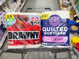 quilted northern and brawny paper products in walgreens cart