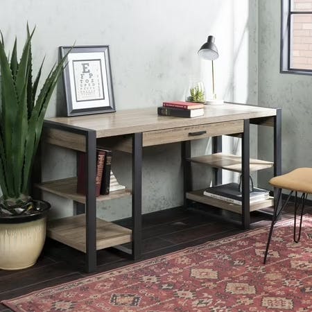 Industrial 4-Shelf Computer Desk