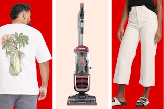 Men's graphic shirt, Shark vacuum & women's jeans
