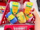 5 glad + crayola container sets sitting in a target cart