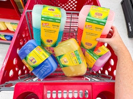 5 glad + crayola container sets sitting in a target cart